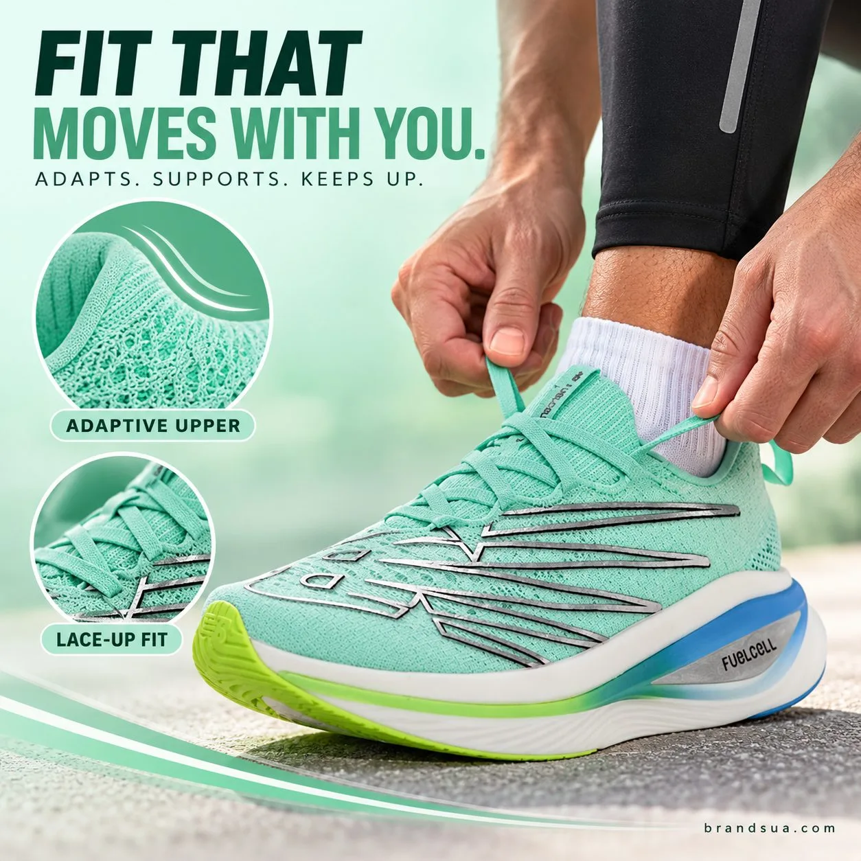 Men's New Balance FuelCell SuperComp Elite v3 - MRCELLT3 — FIT THAT MOVES WITH YOU.; Cropped adult adjusting worn shoe laces…