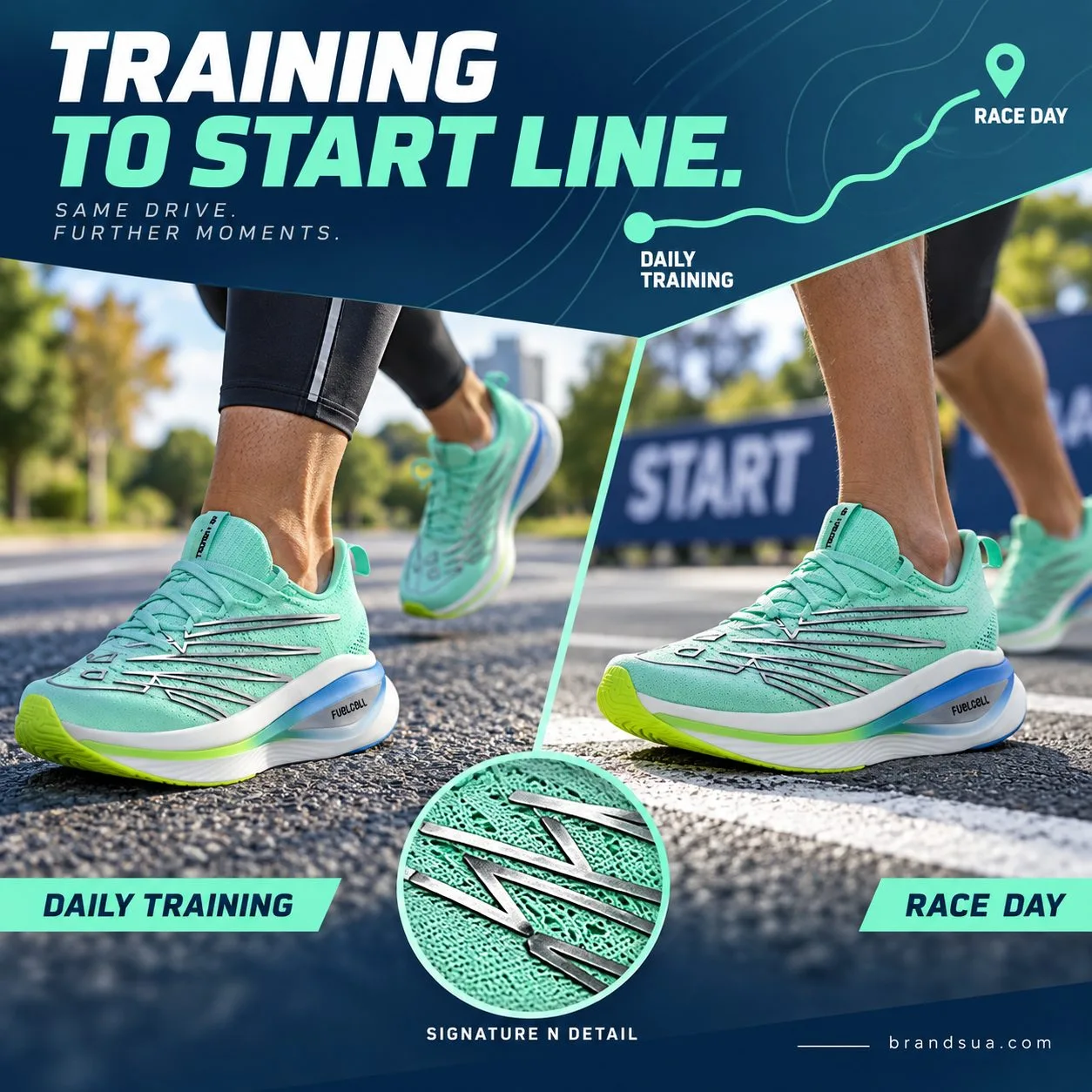 Men's New Balance FuelCell SuperComp Elite v3 - MRCELLT3 — TRAINING TO START LINE.; Two connected photographic panels adult…