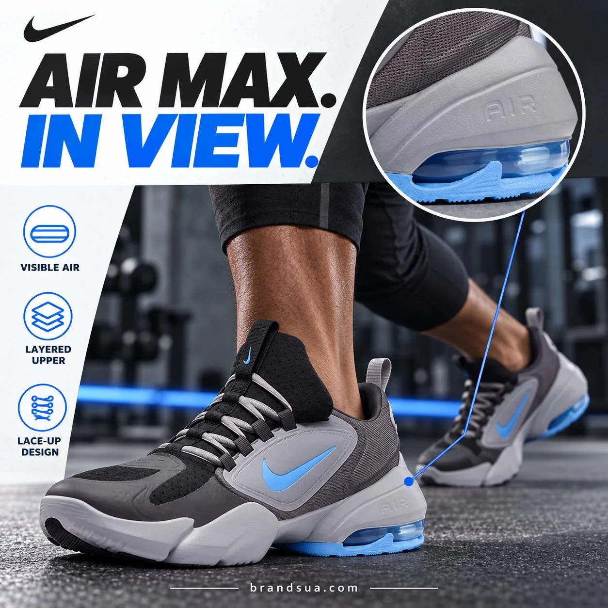 Nike Air Max Alpha Savage 'Black Thunder Grey' AT3378-040 — Designed AIR MAX. IN VIEW. advertisement with active training sh…