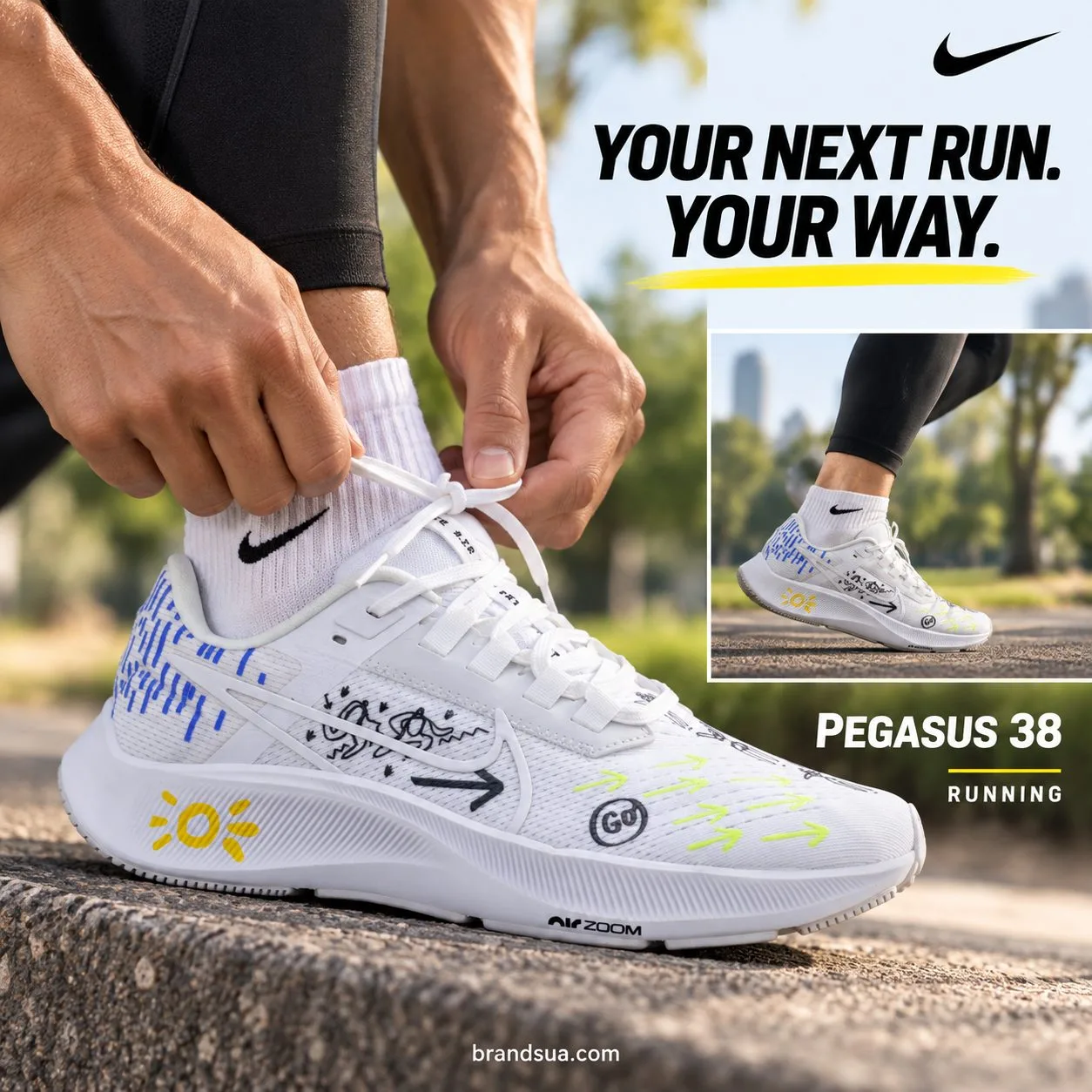 Nike Air Zoom Pegasus 38 DM3274-100 — Preparation linked to run makes artwork part of an individual routine.