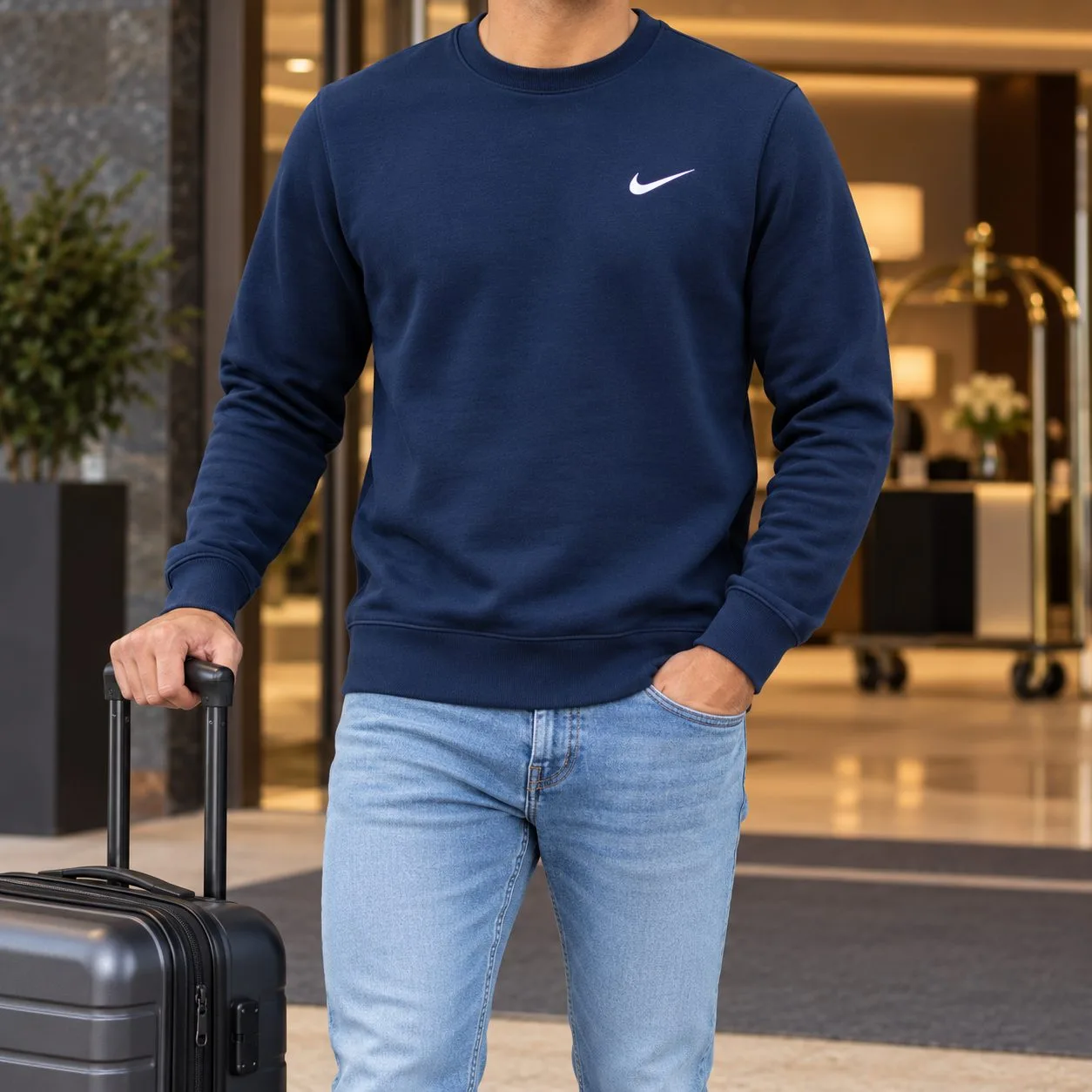 Nike Crewneck Sweatshirt — Colors: dark-blue, Size: l