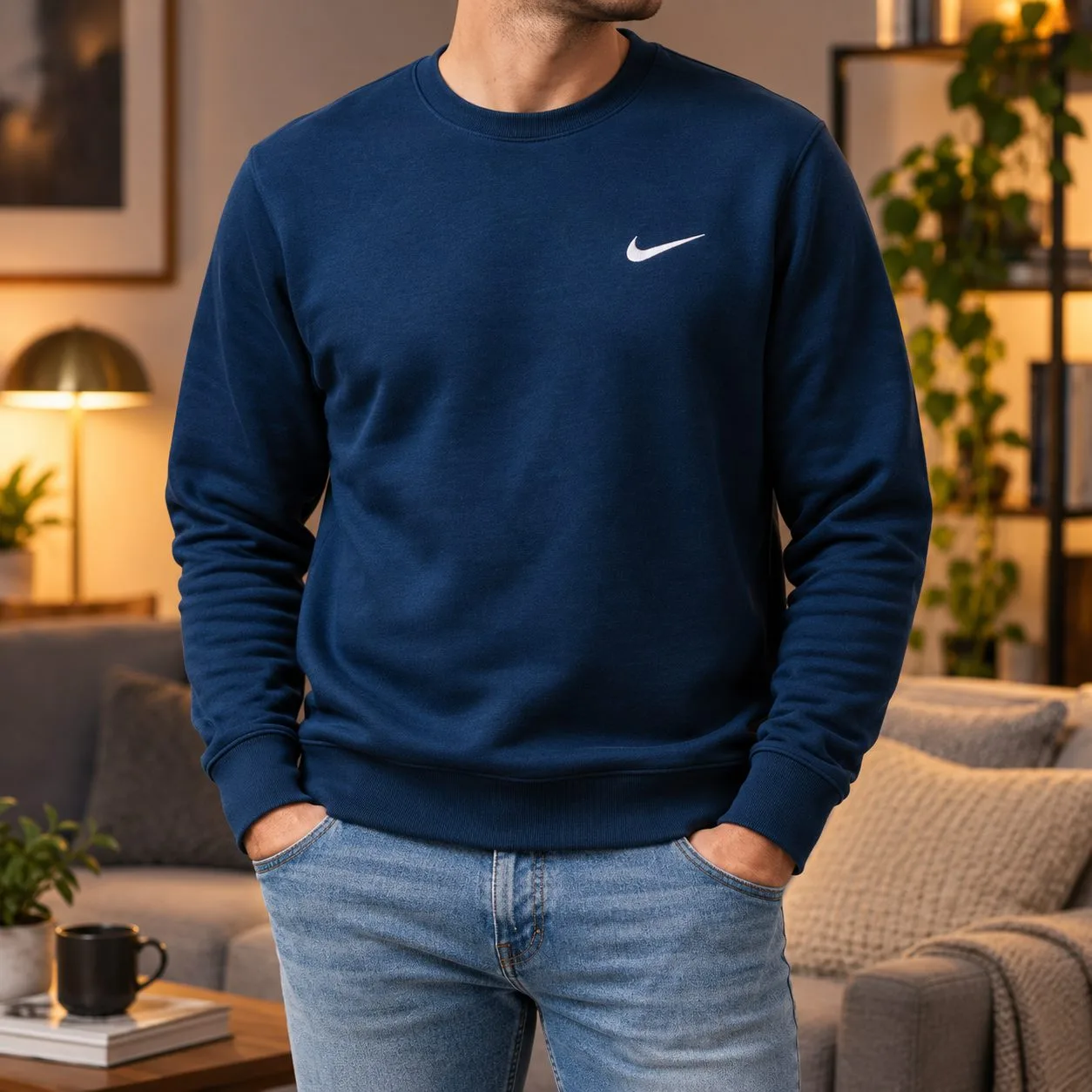 Nike Crewneck Sweatshirt — Colors: dark-blue, Size: m