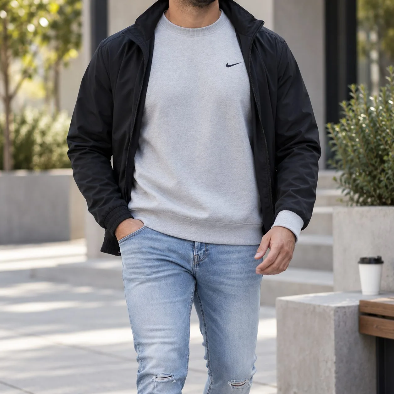 Nike Crewneck Sweatshirt — Colors: grey, Size: m