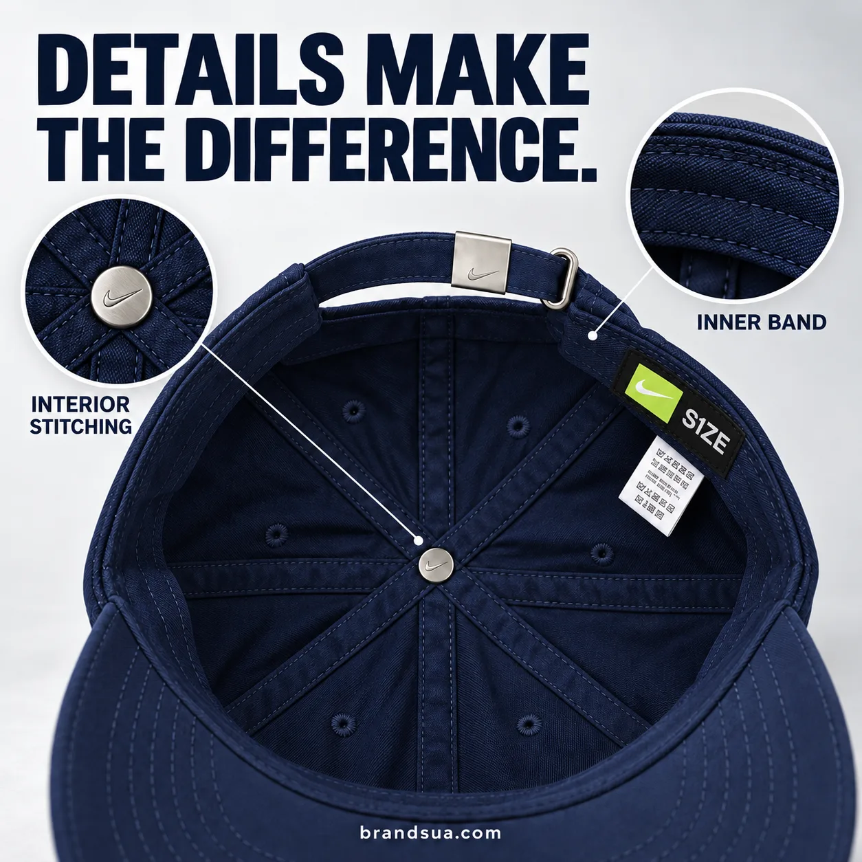 NIKE U NSW H86 CAP NK METAL SWOOSH 943092 — nike-navy-metal-swoosh-cap-inside-en-r3