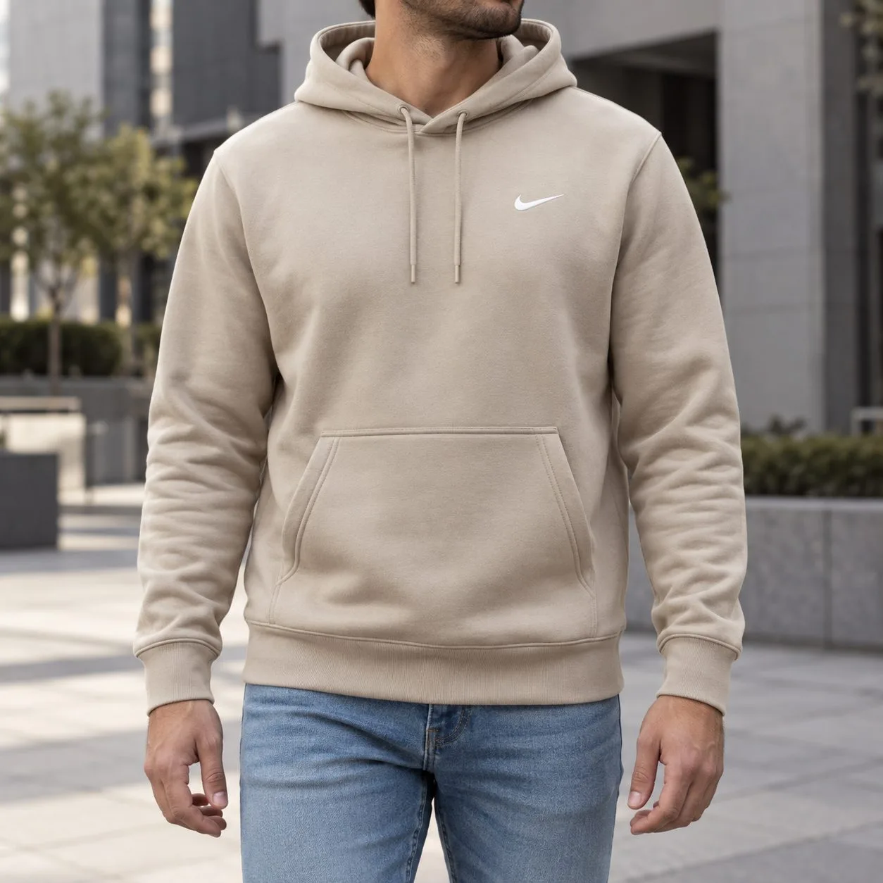 Nike Therma-FIT Fleece Pullover Hoodie — Colors: beige, Size: l