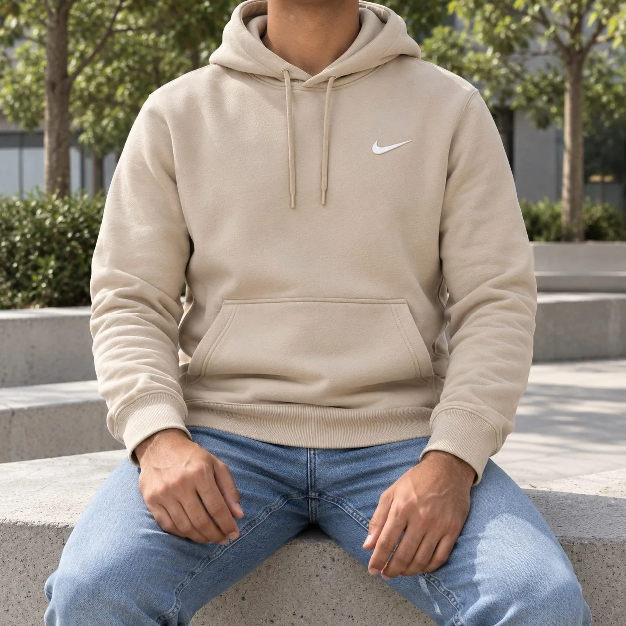 Nike Therma-FIT Fleece Pullover Hoodie — Colors: beige, Size: m