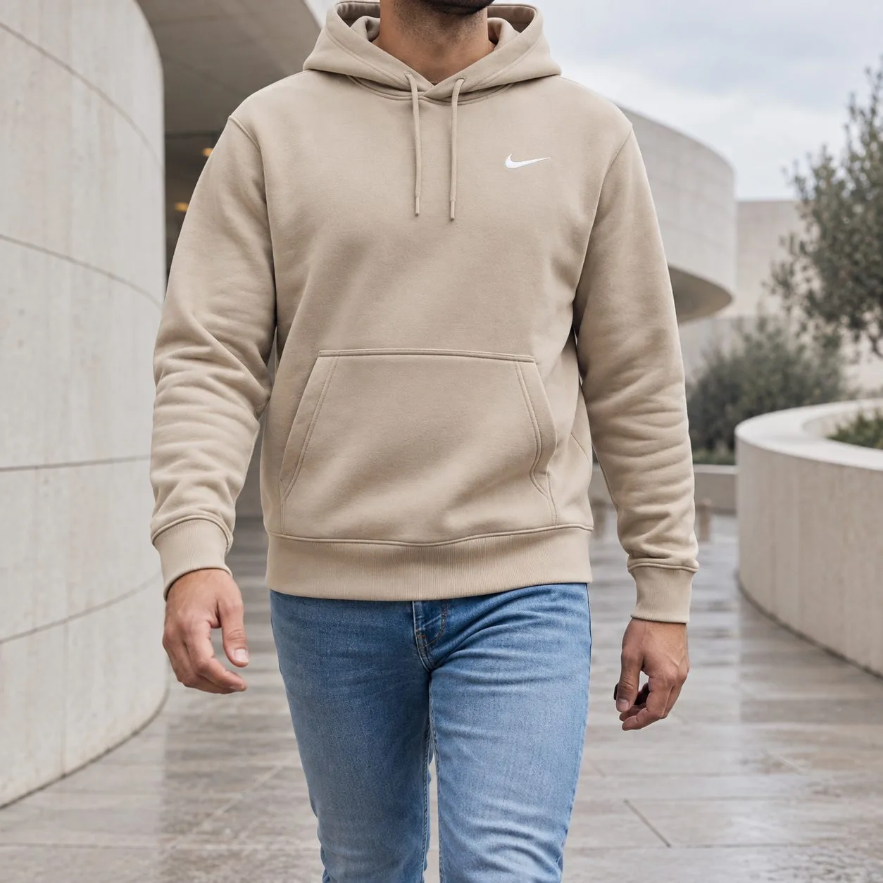 Nike Therma-FIT Fleece Pullover Hoodie — Colors: beige, Size: xl