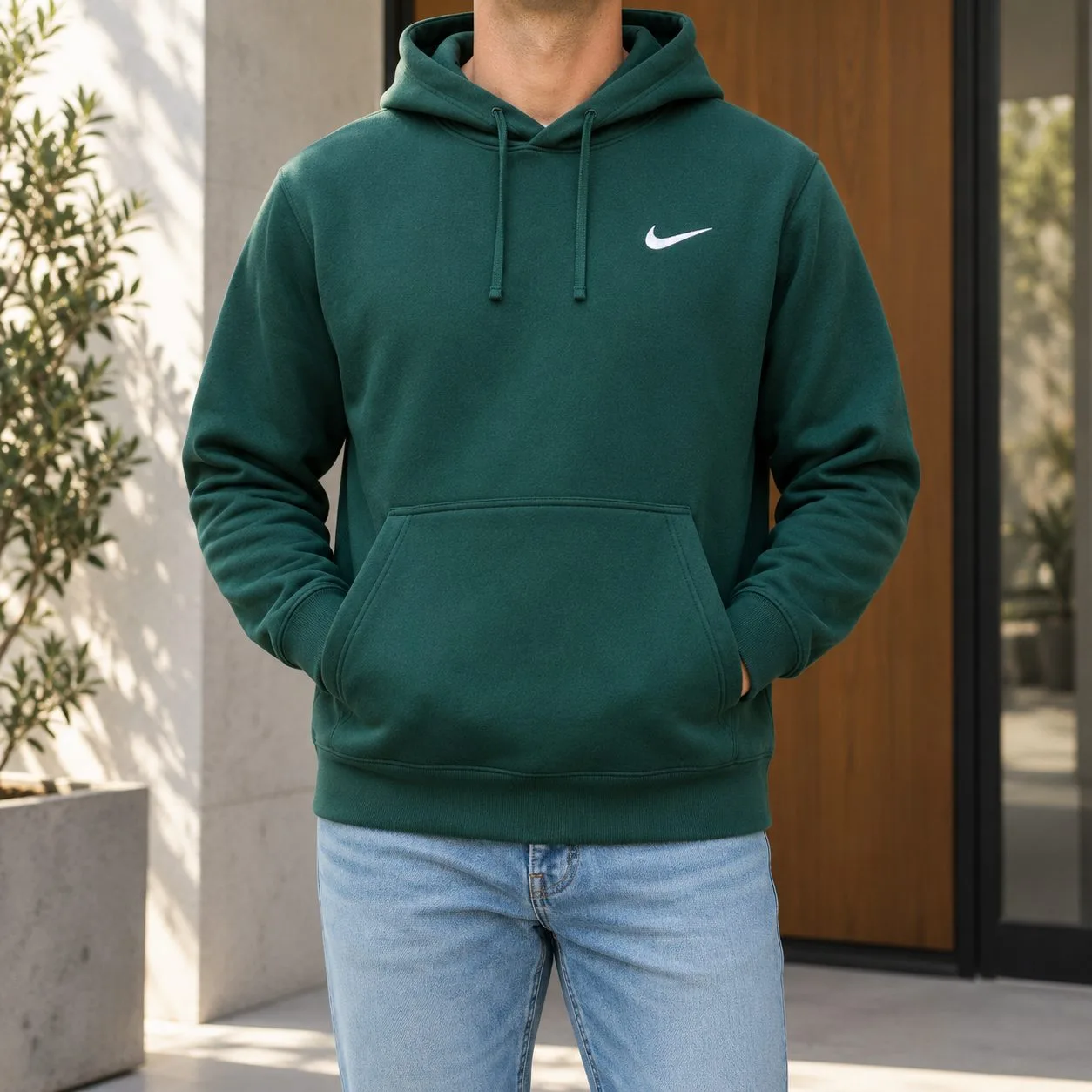 Nike Therma-FIT Fleece Pullover Hoodie — Colors: green, Size: l