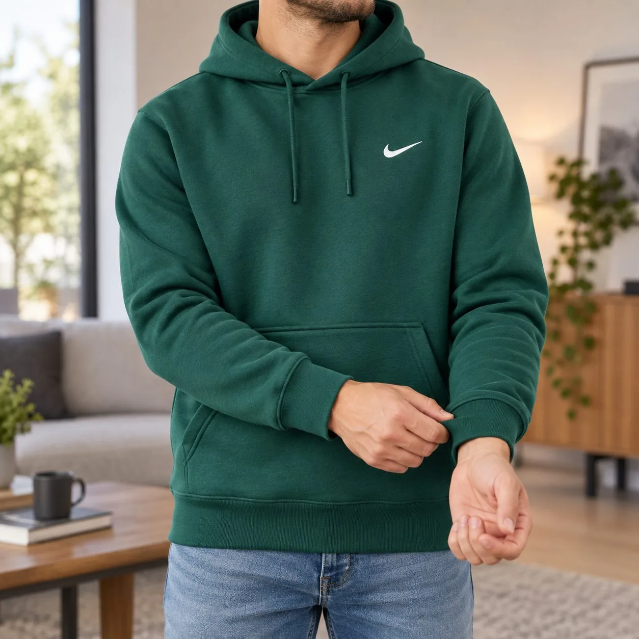 Nike Therma-FIT Fleece Pullover Hoodie — Colors: green, Size: m