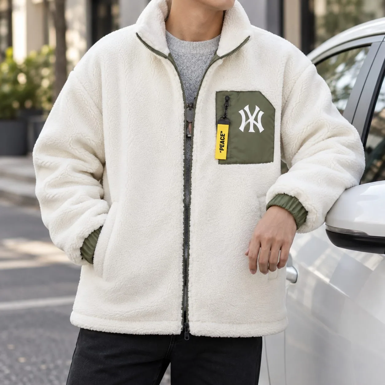 NY men wool Jacket — Colors: off-white, Size: 3xl