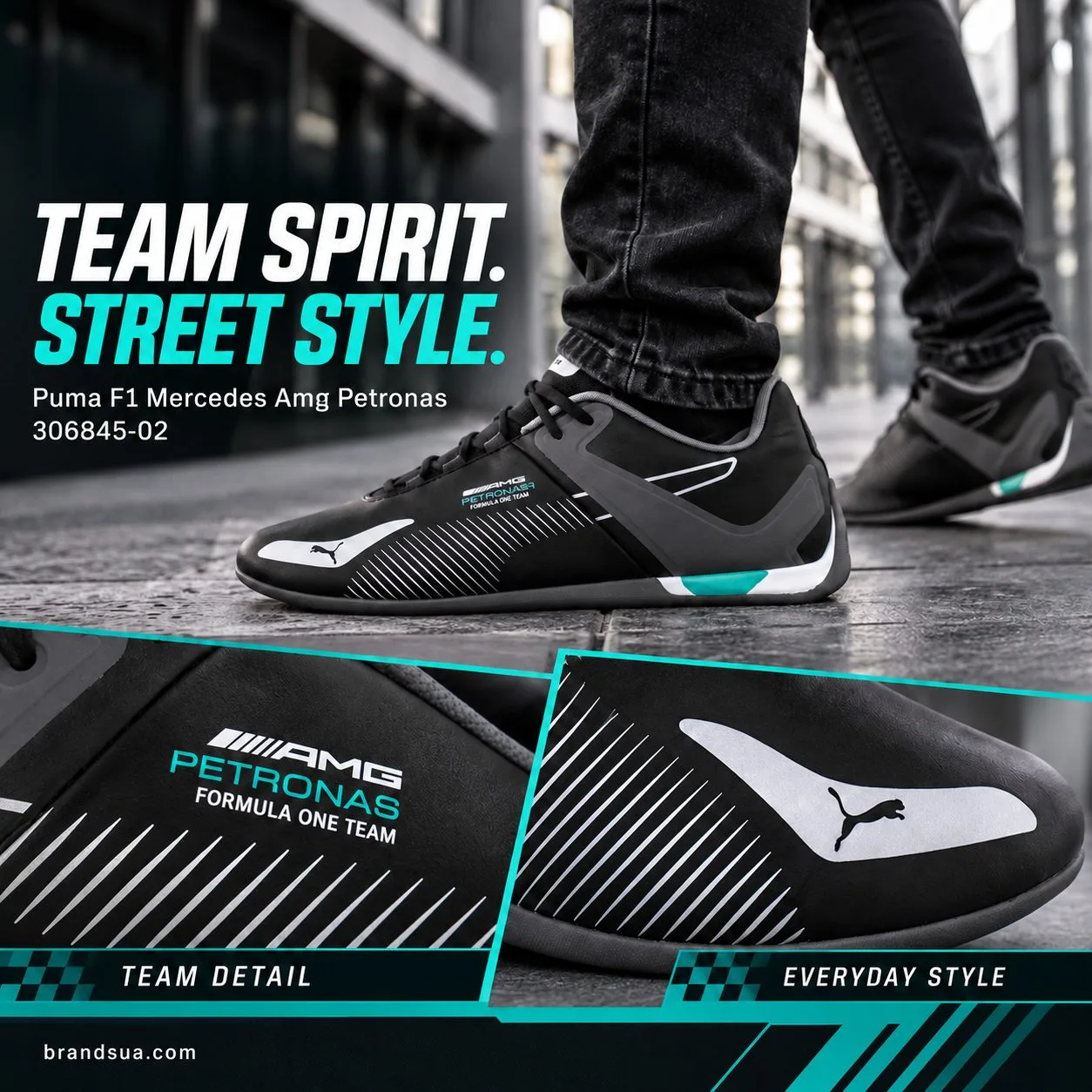 Puma F1 Mercedes Amg Petronas306845-02 — TEAM SPIRIT. STREET STYLE.; Adult inblackjeans walksindustrialcitypedestrianarcade…