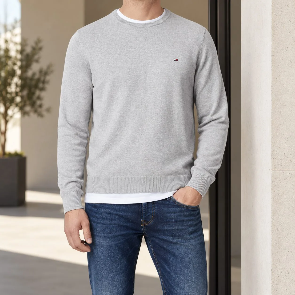 Tommy Hilfiger Pima Organic Cotton Cashmere — Colors: grey, Size: m
