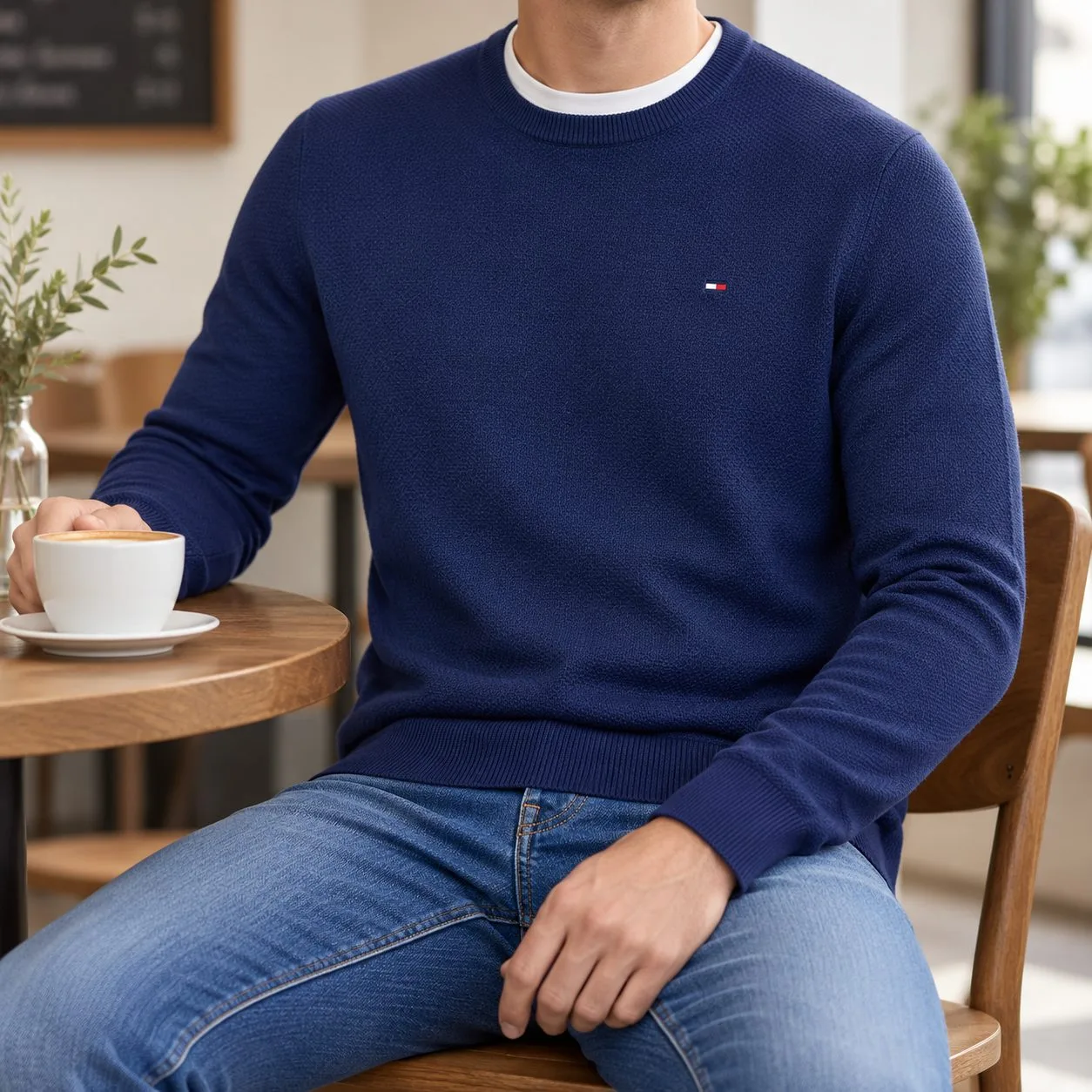 Tommy Hilfiger Pima Organic Cotton Cashmere — Colors: navy, Size: xl