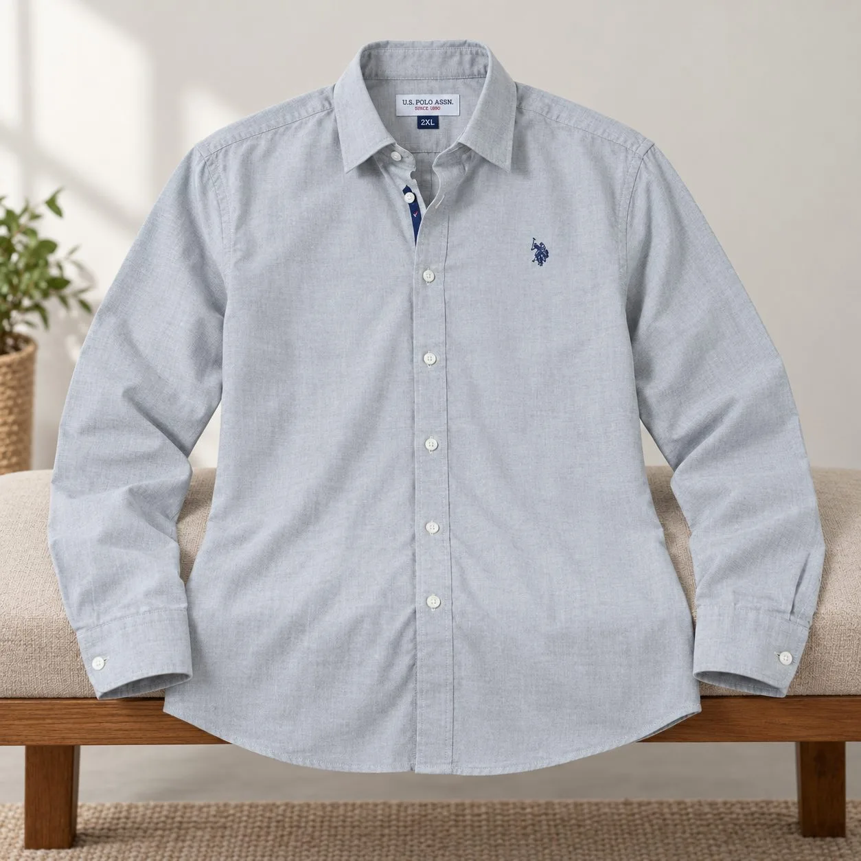 U.S POLO ASSAN Classic Shirt — Colors: grey, Size: 2xl